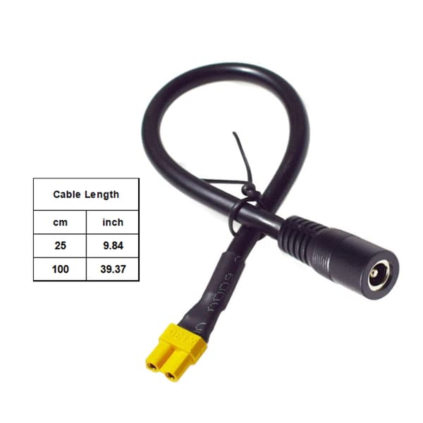 XT30 han til DC5521 hun strømkabel til Fatshark Skyzone videobriller 25cm - XT30 males