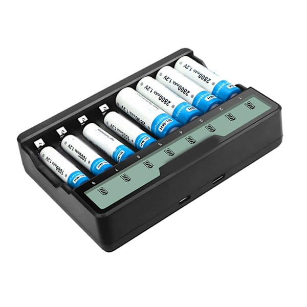Snabbladdare Avancerad 8-slots Batteriladdare Passar för AAA AA Batterier