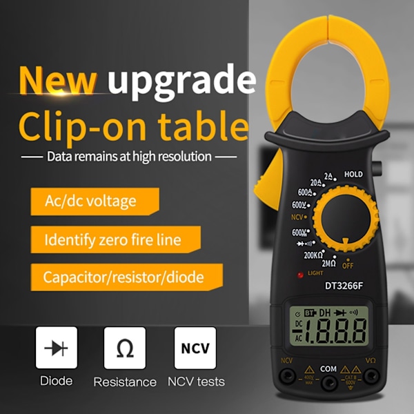 DT-3266F Digital Amper Clamp Meter Multimeter AC/DC Spänning Resistor Testare
