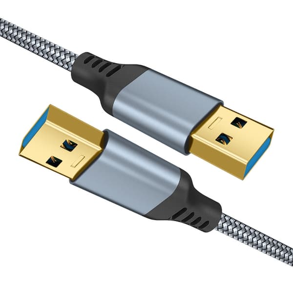 USB 3.0 Han til Han Flettet Datakabel Hurtig Hastighed 5Gbps Transmission til Ventilator Grey 1m