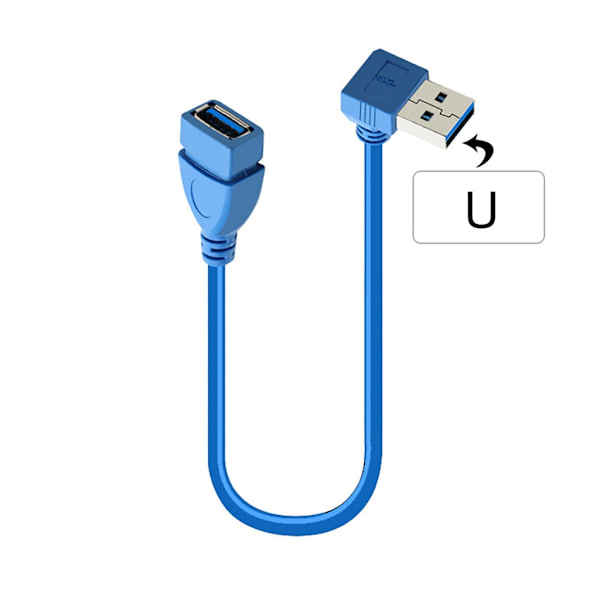Hurtig USB 3.0 Vinklet Forlængerkabel Han til Hun Data til Elektronik null - Bend left