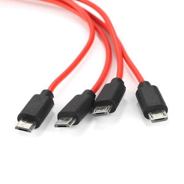 Micro USB Splitterkabel Multi Ladekabel 4 i 1 Micro USB Laderkabel Adapter Data Synkronisering Ladekabel for Telefon