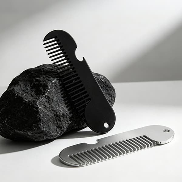 Miniatyrkam i rustfritt stål med flaskeåpner, praktisk å bære Black