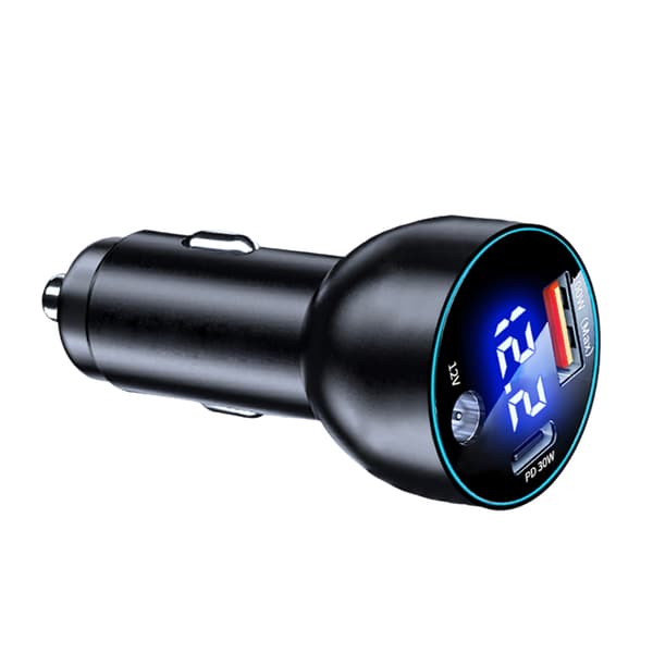 USB 100W PD30W Biloplader med digitalt display til smartphones og tablets USB PD DC5521