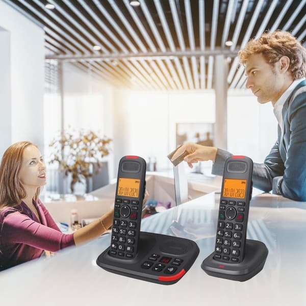 DECT trådløs telefon utvidbar med 2 håndsett for flere rom US regulations