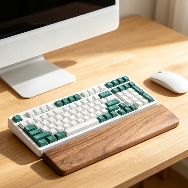 Handledsstöd i trä för mekaniskt speltangentbord, handledsstöd för händer 388mm Rounded edges