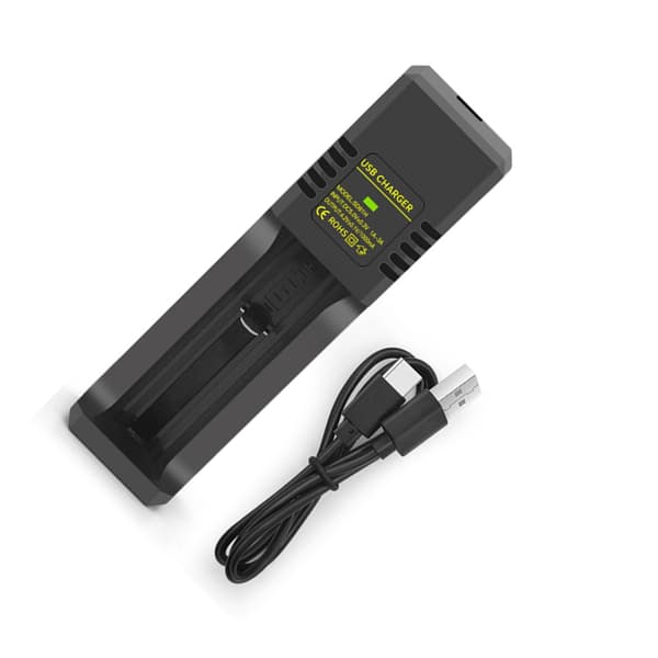 USB til Type C Strømkabel med Enkelt Slot Oplader Adapter til 18650 14500