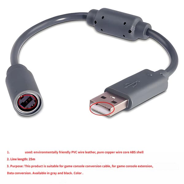 USB-konverteringskabel for kablet kontroller PC-spilltilbehør Black