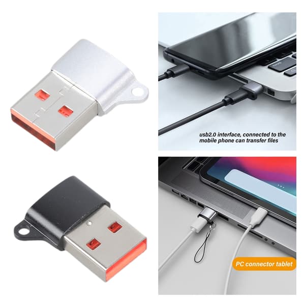 Højhastigheds USB C til USB A Adapter, Han til Hun Konvertere til Hurtig Opladning & Synkronisering Fungerer med Smartphone Tablet Black
