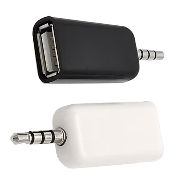 3,5 mm Aux-han til USB-hun adapter til musikstreamingsystemer i køretøjer White