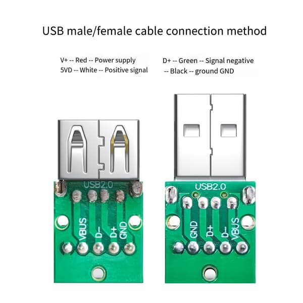 USB 2.0-stik skrueterminal loddefri blokadapter USB 2.0 reparationssæt hanterminaler konverterstik til USB null - Female head