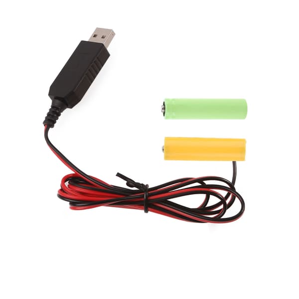 USB 5V 2A - 3V LR6 AA -pariston korvaava virtajohto null - 1m
