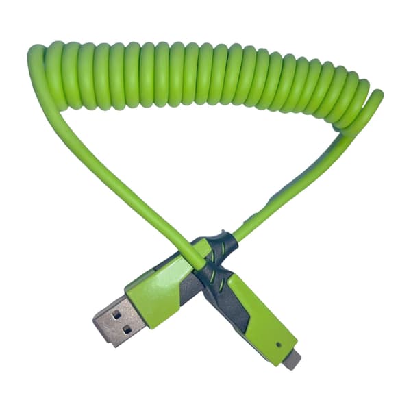 Spiralkabel Strömkabel Stöd 65W Laddning 480Mbps för Enkel Identifiering Green