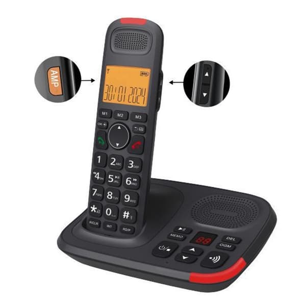 DECT trådløs telefon udvidelig med 2 håndsæt telefon til flere rum US regulations