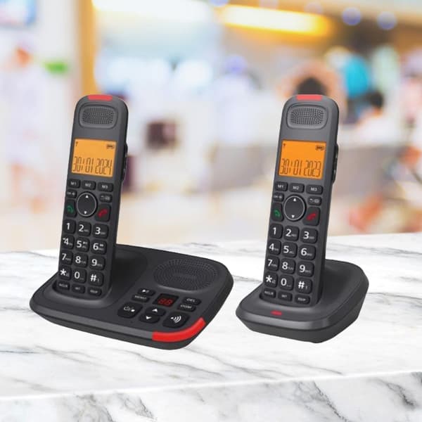 DECT trådløs telefon udvidelig med 2 håndsæt telefon til flere rum US regulations