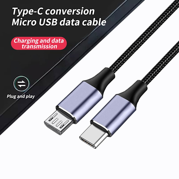 USB C till USB 5-stiftskabel Typ C Nylonflätad tråd 2.4A Snabbladdning & 480 Mbps Datakabel för surfplattor telefoner