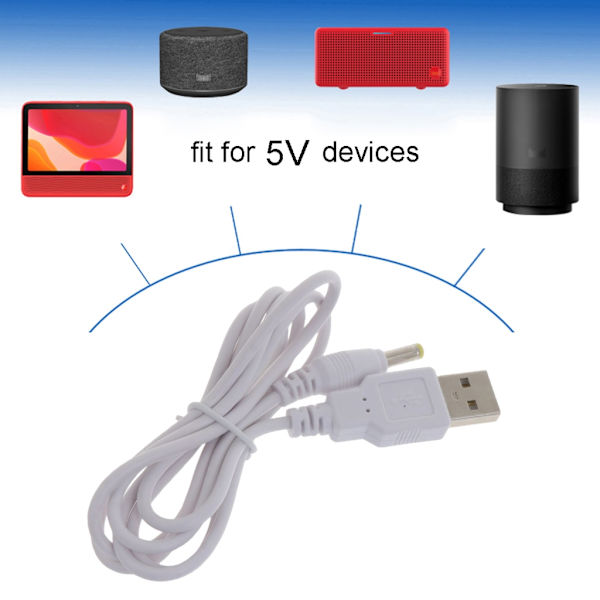 USB til DC-kabel USB hann til DC 4.0x1.7mm 5 Volt tønneplugg strømkabeladapter 1m