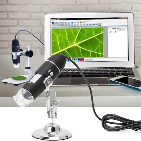 1600X USB Digital Mikroskopkamera Endoskop 8 LED Förstoringsglas med Stativ