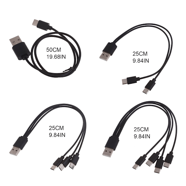 USB Multi Laddningskabel 1/2/3/4 i 1 Multipla Telefonladdare Sladd USB C Multi Kabel med Typ C Port för Telefoner Surfplattor null - One for two