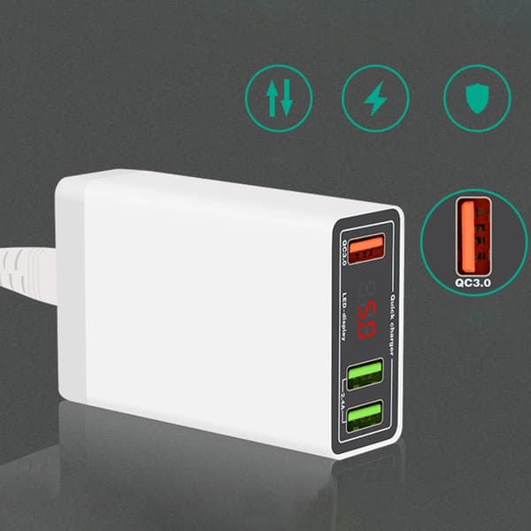 QC3.0 USB-laderklips 3-port USB hurtiglader hurtigladeblokk for Android