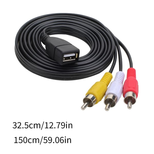 USB-naaras - 3RCA-uros -kaapelisplitteri 3RCA-USB-sovitin HDTV-televisiolle 0.3m