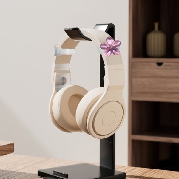 1 par dejlig blomsterhovedtelefoncharm med glitrende rhinstensdesign Blue