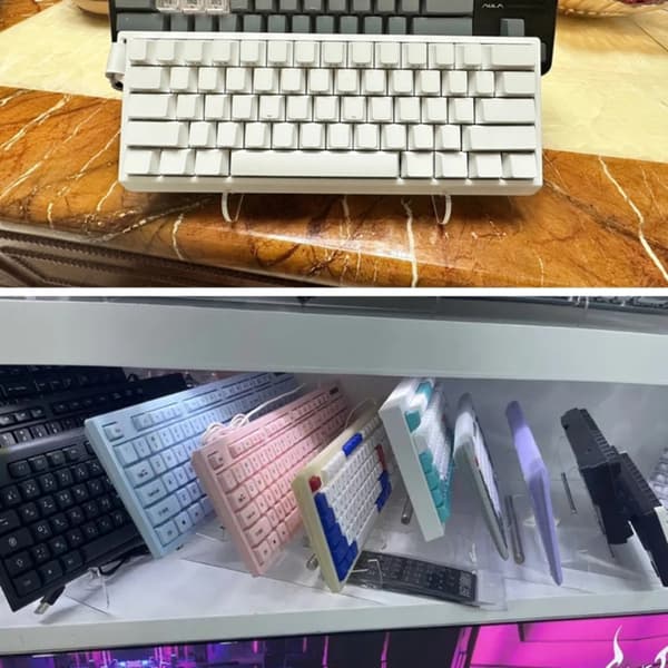 Akrylstativ til computer, mekanisk tastatur og tablets, der giver en pæn løsning null - Single layer