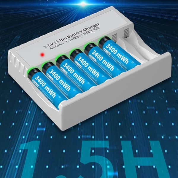 Intelligent MultiSlot Batterilader for AA 3A-batterier Ladehuber 4 charging slots