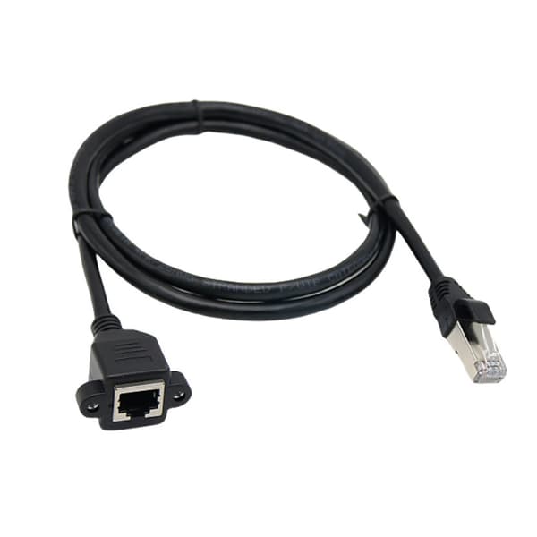 CAT6 RJ45 Kabel Han Til Hun Skrue Panelmontering Ethernet Netværksforlængerkabel Til Industriel Chassis Computer 0.3 m