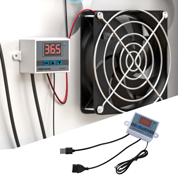 Universal USB Temperaturstyring Strømkabel USB 5V Digital Temp Controller til Ventilator og Blæsere Understøtter Op Til 50W