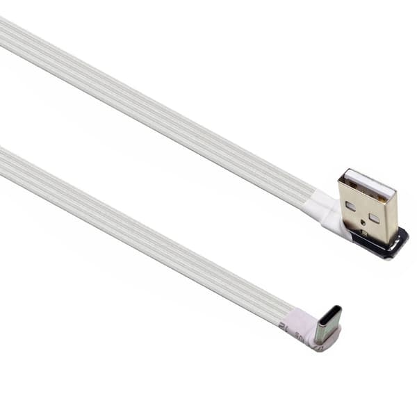 Fladt TPE USB 2.0 til Type C data-synkroniseringskabel med 90 graders vinklet stik 2m - AMLE CMUP