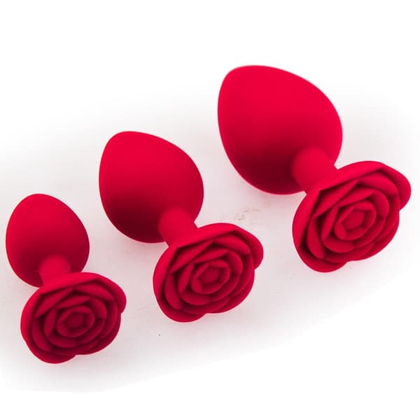Silikonepropper Rose Base Silikone Butt Plugs Træningsdilator Butt Plugs Nydelse Black Middle