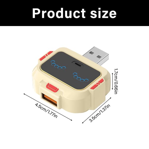USB-bryter med engelsk stemmeaktivering, 5V-enhetskompatibilitet, viftehastighet, lys