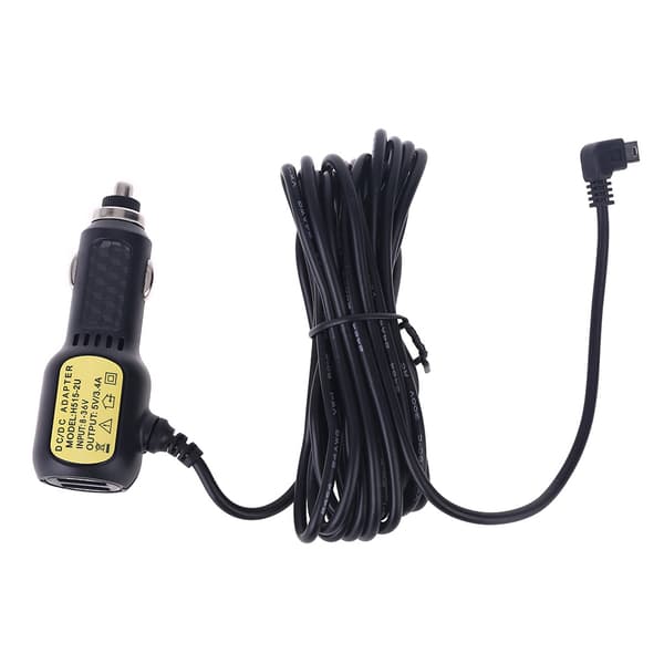 Dubbla Mini USB-portar Dash Cam Bil Cigarettadapter Tändarkabel Laddare för DVR MR