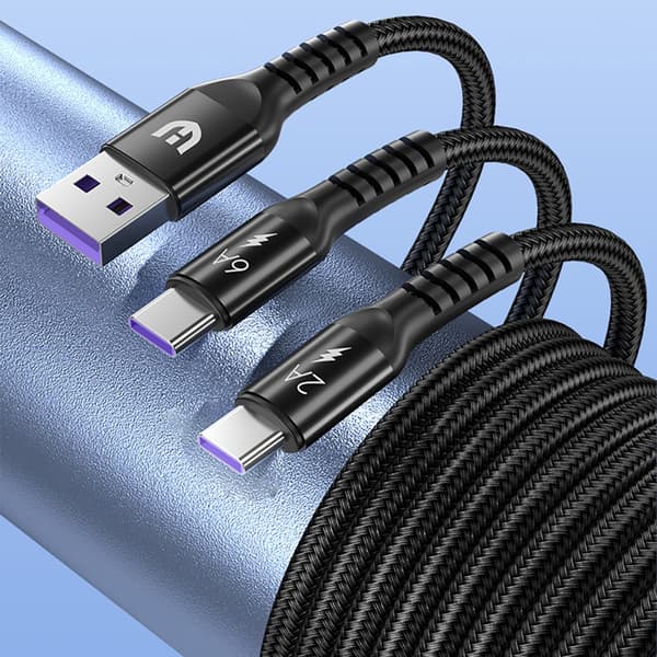 Multi Laddningskabel USB C Splitter Kabel 2 i 1 Snabbladdningssladd 2 Typ C