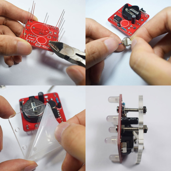 Swing Shaking LED-tärningskit Andningsledeffekt med liten vibrationsmotor gör det själv elektroniska kit för nybörjare Slitstark Red