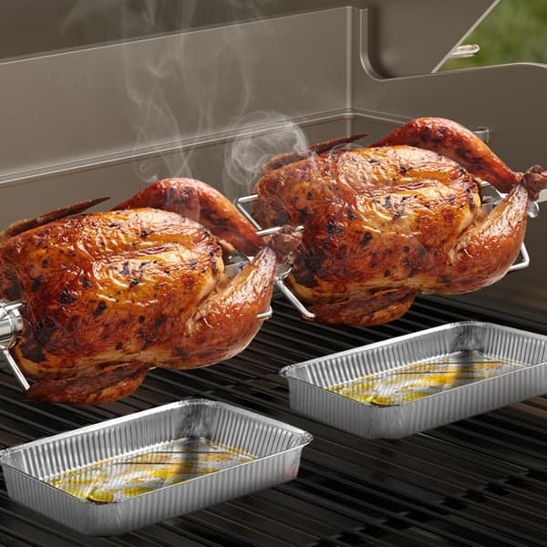 Kraftig grillgaffel i rustfrit stål med 8 tænder til udendørs grillning og rotisseri 1 pack