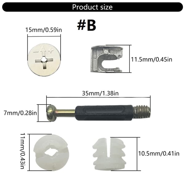 3 i 1 Jern Excentrisk Hjul Hardware Fixer Stik Sæt til Nem Montering No. 40