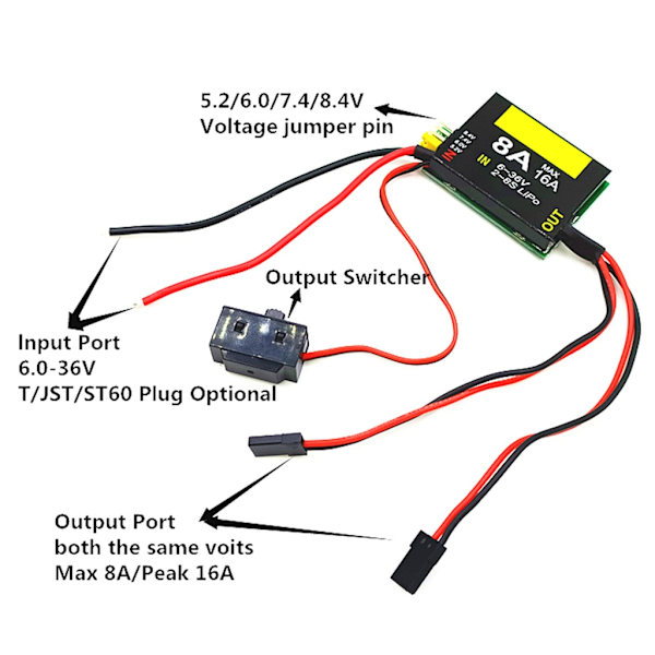 UBEC-8A 2S-6S 6-36V BEC UBEC 8A/16A 5.2/6.0/7.4v/8.4v Servo Separat Strøm null - UBEC 8A 4A