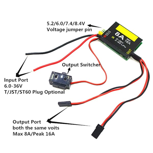 UBEC-8A 2S-6S 6-36V BEC UBEC 8A/16A 5.2/6.0/7.4v/8.4v Servo Separat Strømforsyning null - UBEC 8A 4A