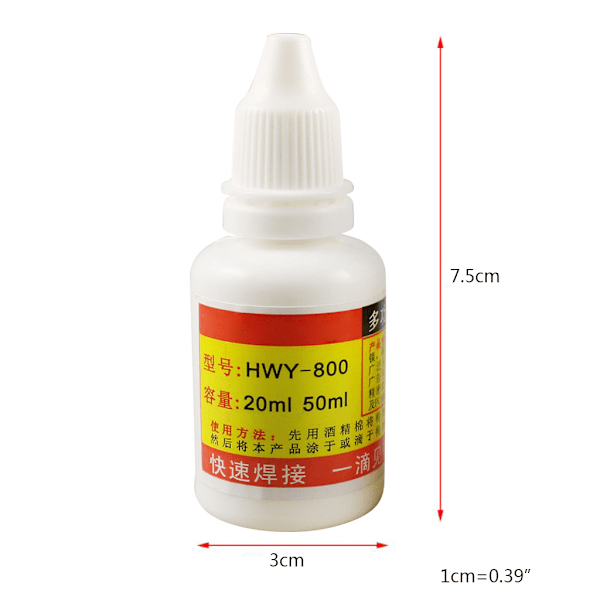 20 ml Kraftfullt Rosin Lödmedel, Flödesmedel utan rengöring, Rostfritt Stål, Vit Plåt, Järn, 18650 Batteri Svetsning, Vattenvätska
