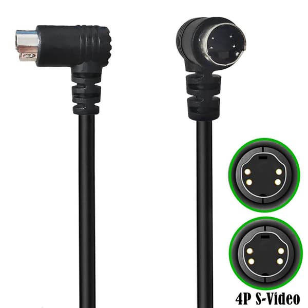 Mini Din 4 Pin Han til Han S-Video Kabel Stikledning til Videokameraer Bærbare Computere 0.5m - Double bend