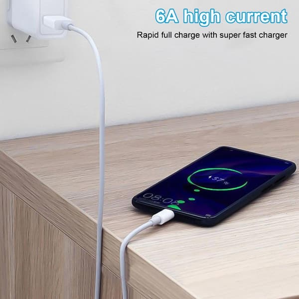 Kätevä USB C -kaapeli, pitkä Type C - USB A -latauskaapeli, 6,0 A:n pikalataus USB Type-C 1m