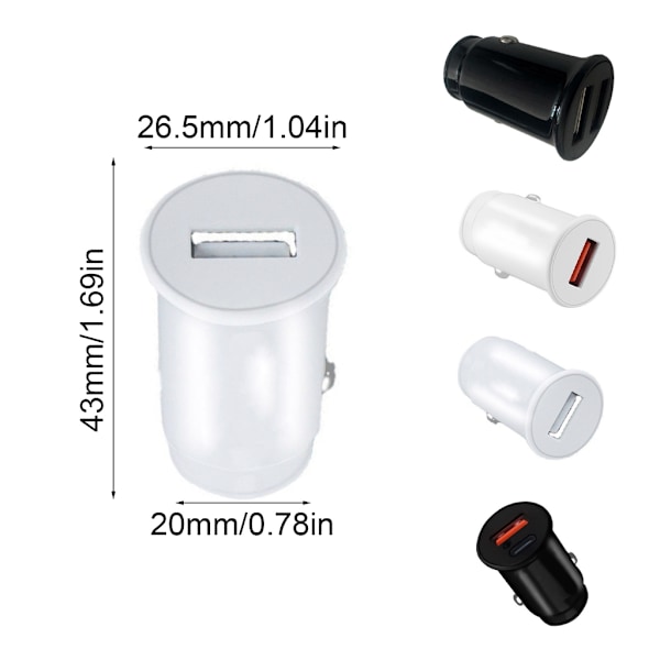 Billaddare USB Biladapter USB Billaddare 3.1A/2.4A Billaddare för Mobiltelefon Cigarettändare USB Laddare Adapter null - 2.4A white