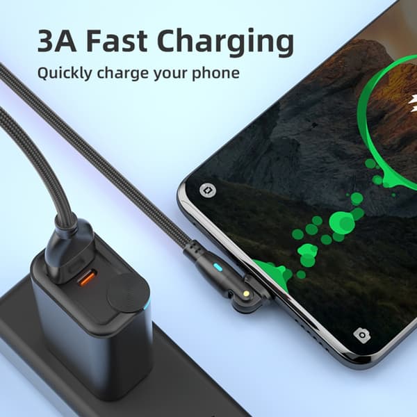 Fleksibelt USB A til C-kabel USB til USB C-kabel til 3A opladning og 480mbps datakabel Black Type C2m