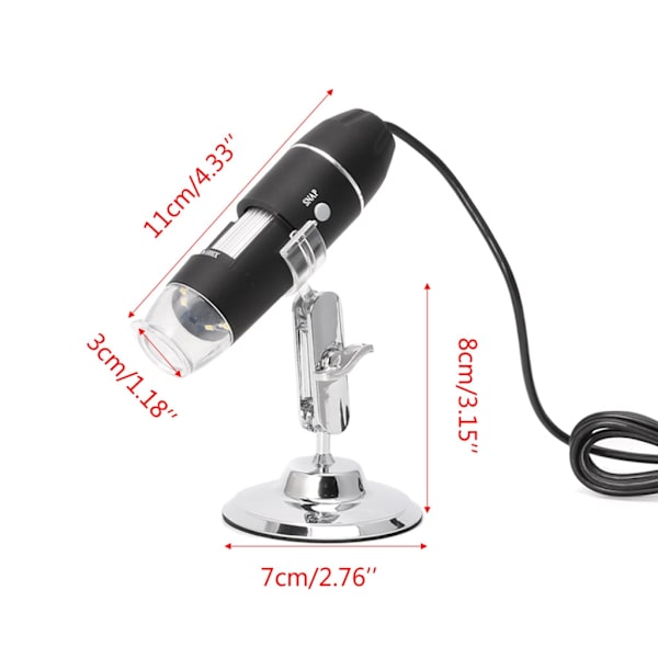 1600X USB Digital Mikroskopkamera Endoskop 8 LED Förstoringsglas med Stativ