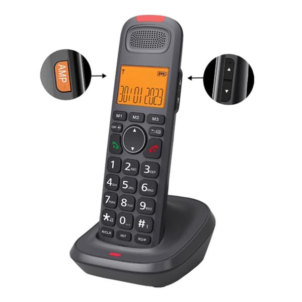 DECT trådløs telefon utvidbar med 2 håndsett for flere rom US regulations