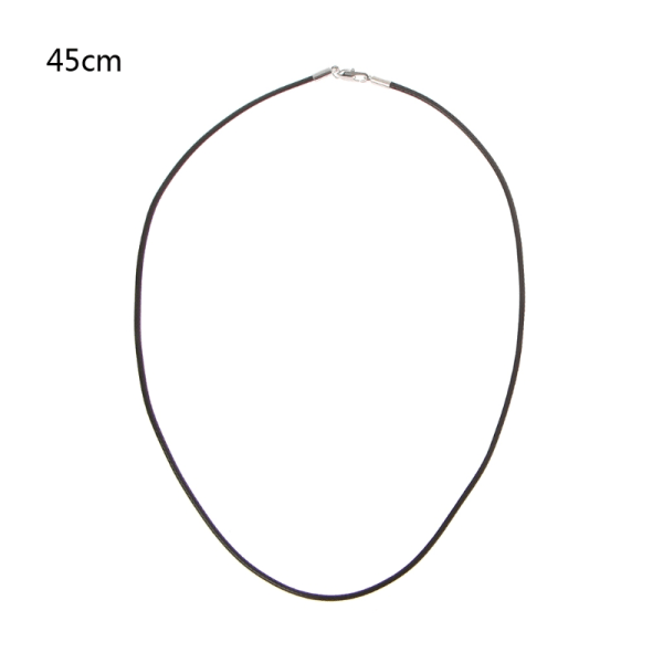 Hög kvalitet svart sidenläder sladd kedja halsband rep med hummer klo lås Black 45cm A