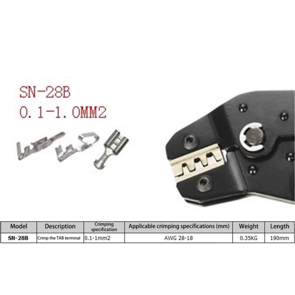 SN-28B Crimptång 0,25-1mm²/18-28AWG 310/620/1550PCS 2,54mm Handverktyg