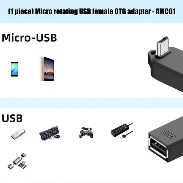 5-bens USB til USB hun OTG-adapter til smartphones, tablets og andre enheder null - AMC02 downward bend